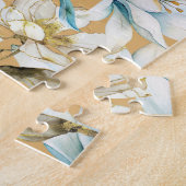 Puzzle Aquarelle botanique bleu blanc lily floral (Côté)