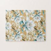 Puzzle Aquarelle botanique bleu blanc lily floral (Horizontal)