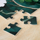 Puzzle Aquarelle botanique Fleurs blanches Feuilles verte (Côté)