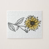 Puzzle Aquarelle botanique ligne esthétique art tournesol (Horizontal)