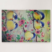 Puzzle Aquarelle - Bruants mignons - Oiseaux doux - Print (Horizontal)