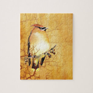 Puzzle Aquarelle Cèdre cire Oiseau