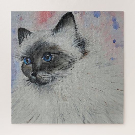 Puzzle Aquarelle - Chat aux yeux bleus - (Vertical)