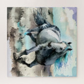 Puzzle Aquarelle Cheval de Trait Galopant (Horizontal)