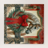 Puzzle Aquarelle Cheval et Ferme Festive Noël (Horizontal)