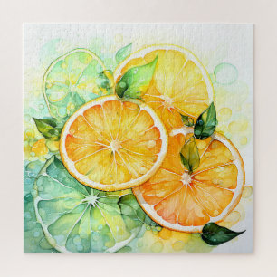 Puzzle Aquarelle Citron Orange Citron Vert Botanique Cuis