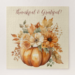 Puzzle Aquarelle Citrouille Floral Design-