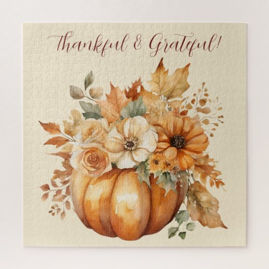 Puzzle Aquarelle Citrouille Floral Design- (Vertical)