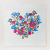 Puzzle Aquarelle coeur fleuri, arang fleur sauvage lumine (Vertical)