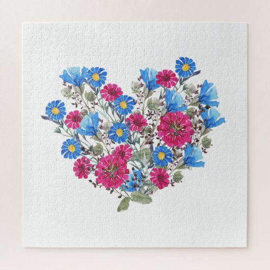 Puzzle Aquarelle coeur fleuri, arang fleur sauvage lumine (Vertical)