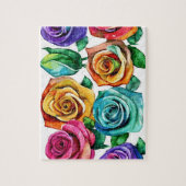 Puzzle Aquarelle coloré Rose Floral (Vertical)
