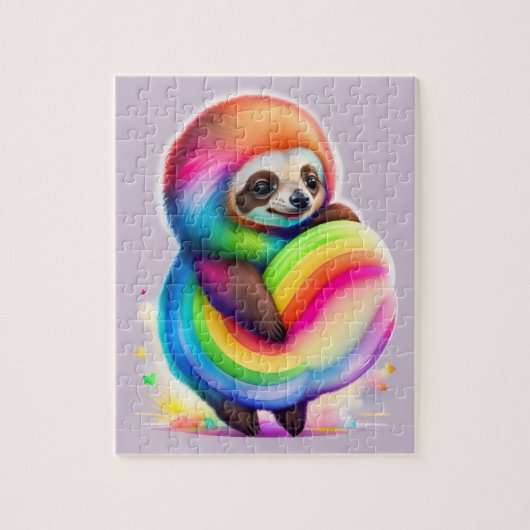 Puzzle Aquarelle colorée Baby Sloth (Vertical)