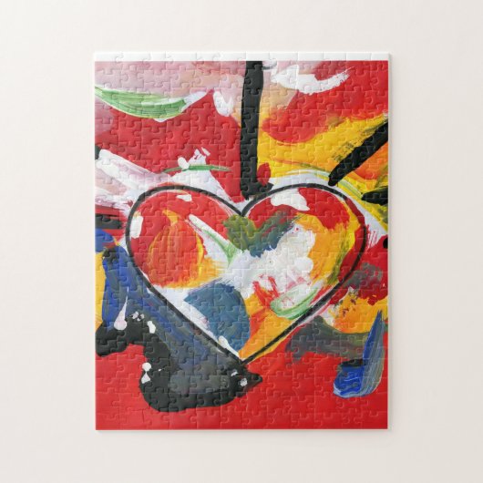 Puzzle Aquarelle colorée moderne Coeur Abstrait (Vertical)