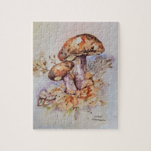 Puzzle Aquarelle couleurs automne champignons