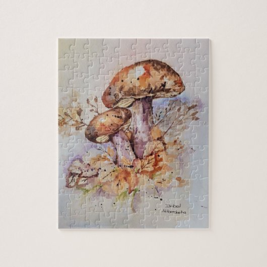 Puzzle Aquarelle couleurs automne champignons (Vertical)
