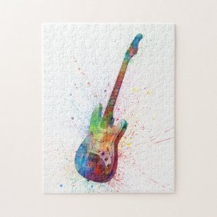 Puzzle Aquarelle d'abrégé sur guitare électrique