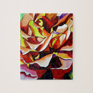 Puzzle Aquarelle d'art original de rose au coucher du sol