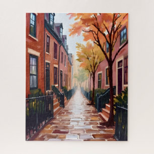 Puzzle Aquarelle d'automne à Boston Beacon Hill Massachus