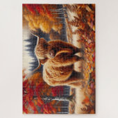 Puzzle Aquarelle d'automne de la vache Highland (Vertical)