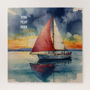Puzzle Aquarelle de bateau sur la peinture de mer goutte