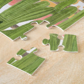 Puzzle Aquarelle de cactus, arrière - plan rayé, couche t (Côté)