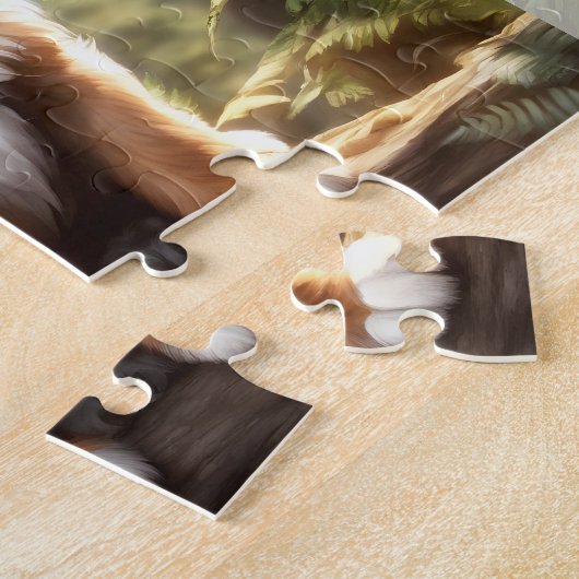 Puzzle Aquarelle de chien mignon Puppy Forest Nom personn (Côté)