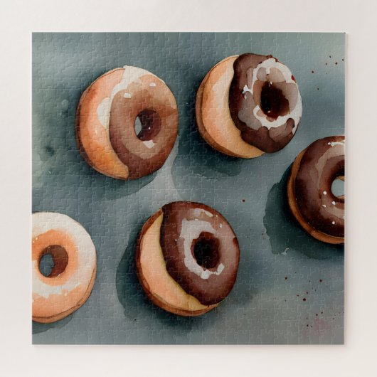 Puzzle Aquarelle de Donuts au chocolat (Horizontal)
