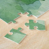 Puzzle Aquarelle de Noël Pine Arbres Bleu Vert (Côté)