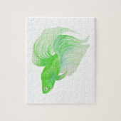 Puzzle Aquarelle de poisson Betta verte (Vertical)