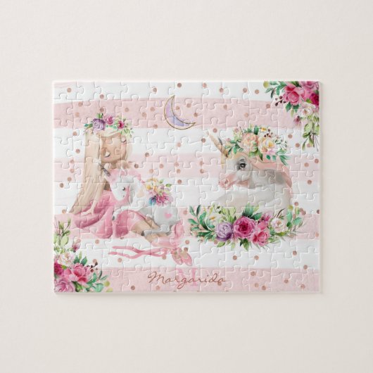 Puzzle Aquarelle délicate Ballerina et monogramme de lico (Horizontal)
