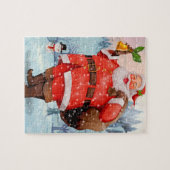 Puzzle Aquarelle d'hiver Santa Claus Snowman (Horizontal)