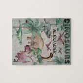 Puzzle Aquarelle Dinosaures T-Rex Dinos Nom des garçons (Horizontal)