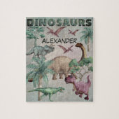 Puzzle Aquarelle Dinosaures T-Rex Dinos Nom des garçons (Vertical)