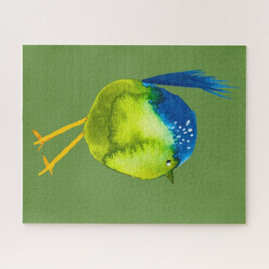 Puzzle Aquarelle d'oiseau vert mou (Horizontal)