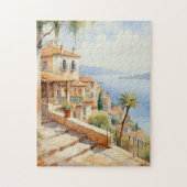 Puzzle Aquarelle du village méditerranéen (Vertical)