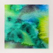 Puzzle Aquarelle en marbre bleu vert (Horizontal)