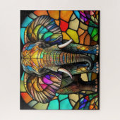 Puzzle Aquarelle en verre teint Style Eléphant (Vertical)