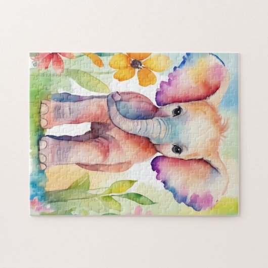 Puzzle Aquarelle Faune Eléphant (Horizontal)