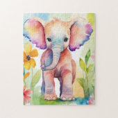Puzzle Aquarelle Faune Eléphant (Vertical)