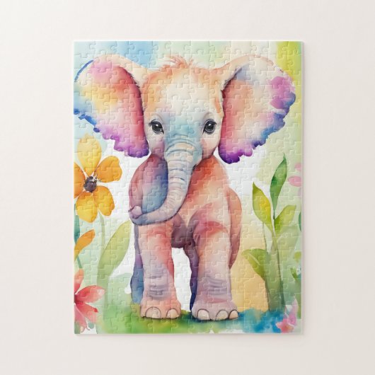 Puzzle Aquarelle Faune Eléphant (Vertical)