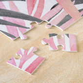Puzzle Aquarelle Feuille rose tropicale (Côté)