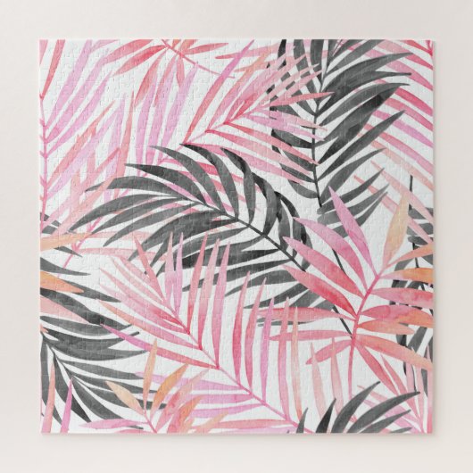 Puzzle Aquarelle Feuille rose tropicale (Vertical)