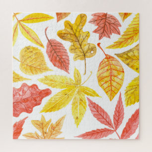 Puzzle Aquarelle feuilles d'automne, motif coloré.