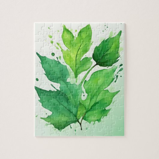 Puzzle Aquarelle Feuilles verts (Vertical)