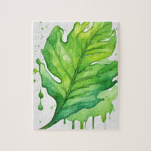 Puzzle Aquarelle Feuilles verts