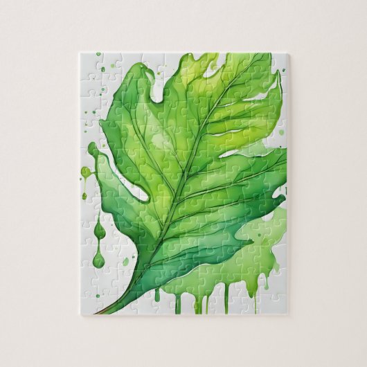 Puzzle Aquarelle Feuilles verts (Vertical)