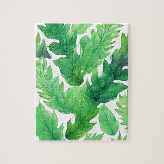Puzzle Aquarelle Feuilles verts (Vertical)