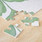 Puzzle Aquarelle flamants roses et feuilles. (Côté)