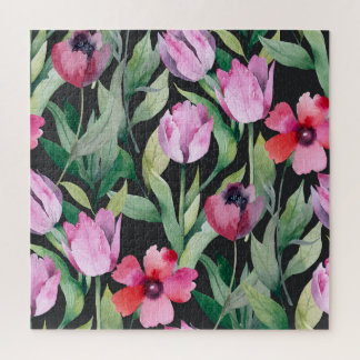 Puzzle Aquarelle fleurie, belle motif sans couture.