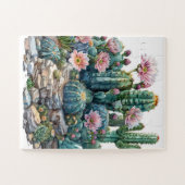 Puzzle Aquarelle fleurs du désert cactus. (Horizontal)